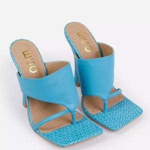 Ego x Molly-Mae Captivating heeled mules in blue
